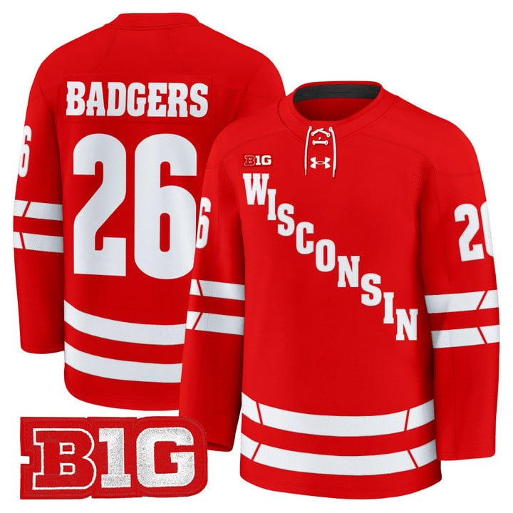 Badgers Jersey #26 Wisconsin Badgers 2025-26 Premium Stitched Red