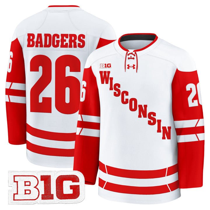 Badgers Jersey #26 Wisconsin Badgers 2025-26 Premium Stitched White