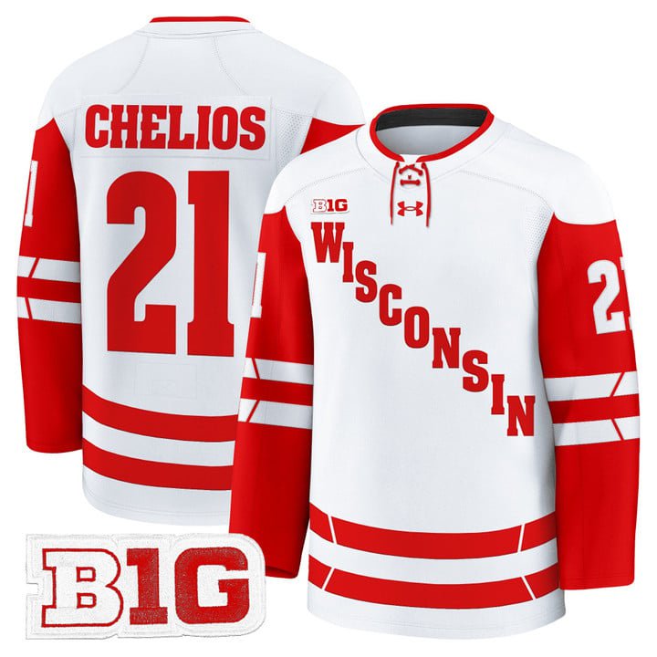 Chris Chelios Jersey #21 Wisconsin Badgers 2025-26 Premium Stitched White