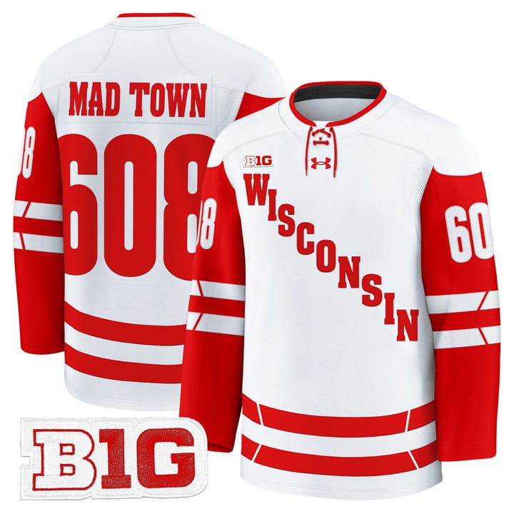 Mad Town Jersey #608 Wisconsin Badgers 2025-26 Premium Stitched White