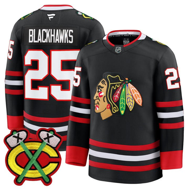 Blackhawks Jersey #25 Chicago Blackhawks 2025-26 Premium Stitched Black