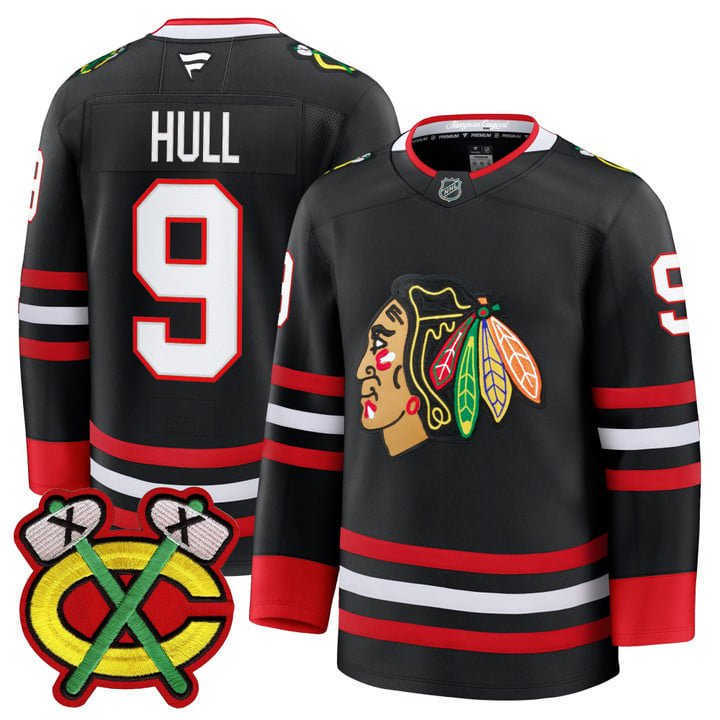 Bobby Hull Jersey #9 Chicago Blackhawks 2025-26 Premium Stitched Black