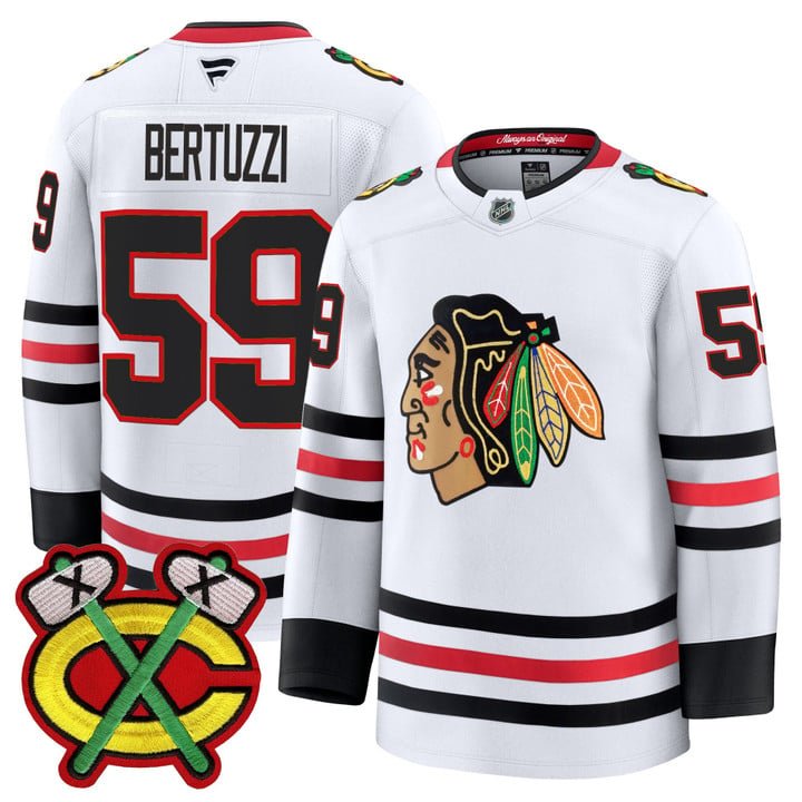 Tyler Bertuzzi Jersey #59 Chicago Blackhawks 2025-26 Premium Stitched White