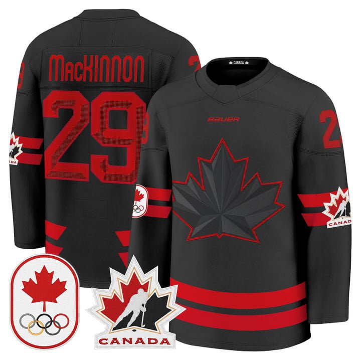 Nathan MacKinnon Jersey #29 Canada Olympic Premium Hockey 2026 Stitched Black