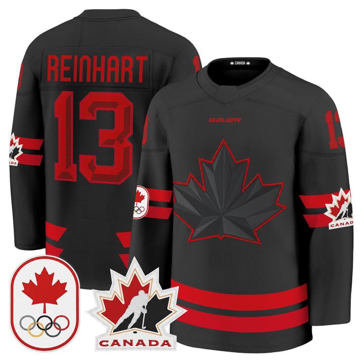 Sam Reinhart Jersey #13 Canada Olympic Premium Hockey 2026 Stitched Black