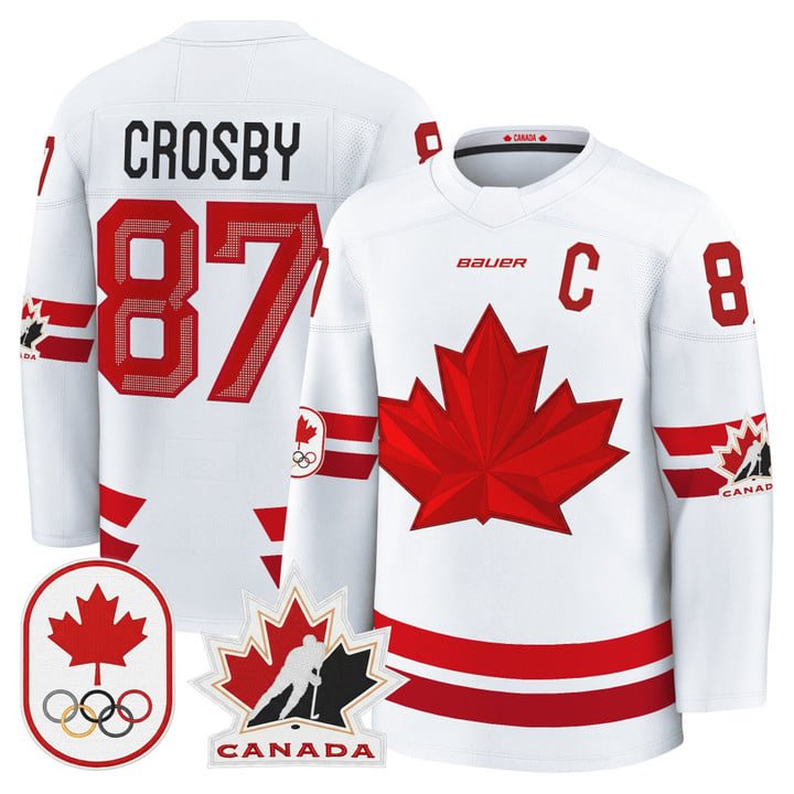 Sidney Crosby Jersey #87 Canada Olympic Premium Hockey 2026 Stitched White