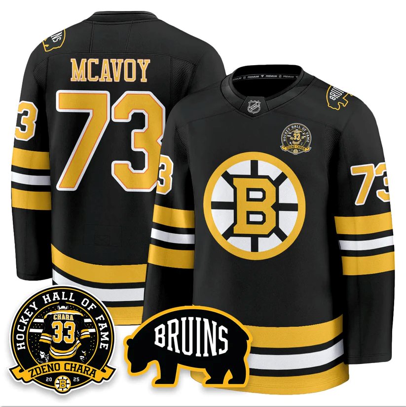 Charlie McAvoy Jersey #73 Boston Bruins Premium Zdeno Chara HOF Stitched Black