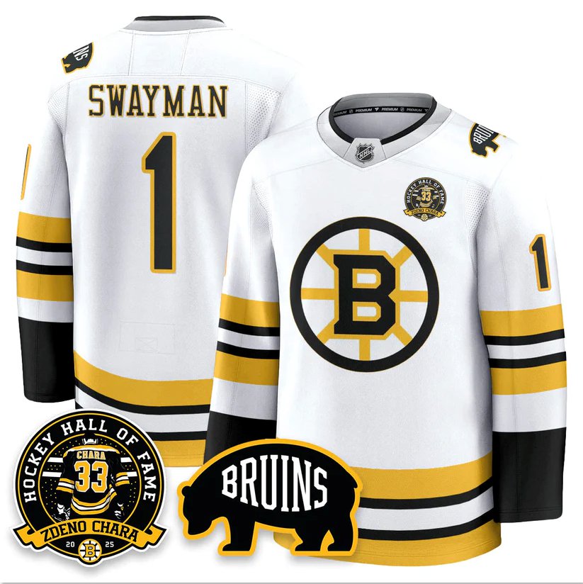 Jeremy Swayman Jersey #1 Boston Bruins Premium Zdeno Chara HOF Stitched White