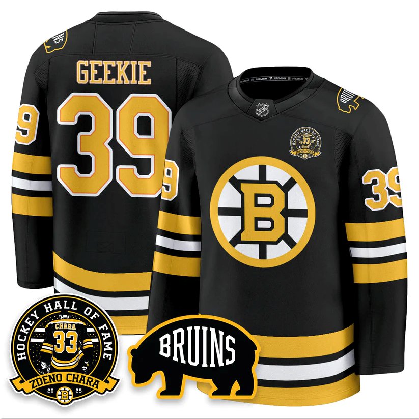 Morgan Geekie Jersey #39 Boston Bruins Premium Zdeno Chara HOF Stitched Black