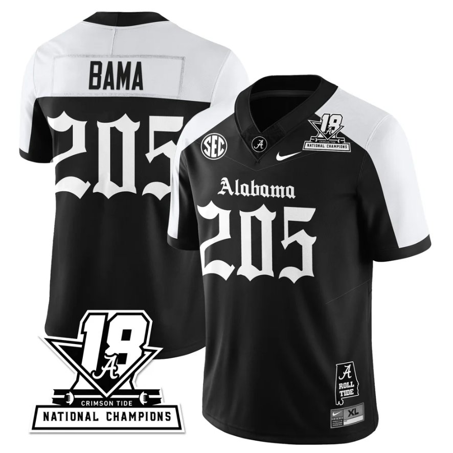 Bama Jersey #205 Alabama Crimson 18x-Time National Champions Gothic Stitched Alter