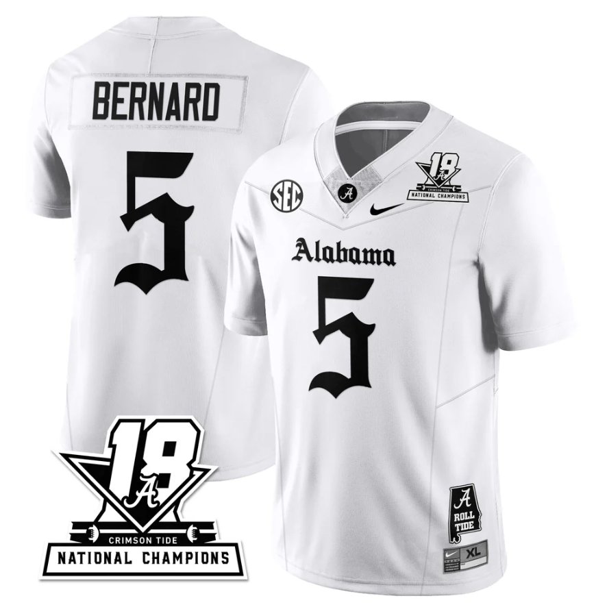 Germie Bernard Jersey #5 Alabama Crimson 18x-Time National Champions Gothic White
