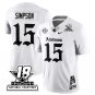 Ty Simpson Jersey #15 18x-Time National Champions Gothic White