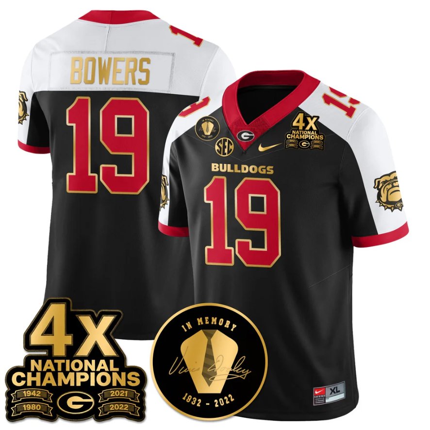 Brock Bowers Jersey #19 Georgia B 4x-Time National Champions Stitched Alter