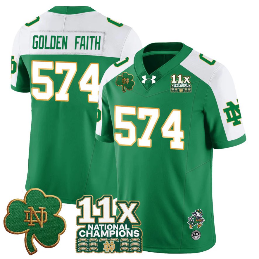 Golden Faith Jersey #574 Notre 11x-Time National Champions Stitched Green Alter