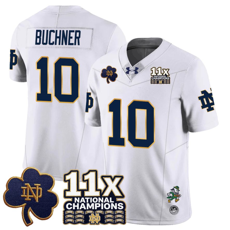 Tyler Buchner Jersey #10 Notre 11x-Time National Champions Stitched White