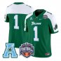 Team Jersey #1 Tulane Green Wave 2025 AAC Championship Vapor Stitched Green Alter