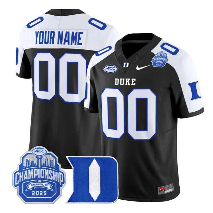 Custom Duke Devils Jersey 2025 ACC Championship Limited Stitched Black Alter