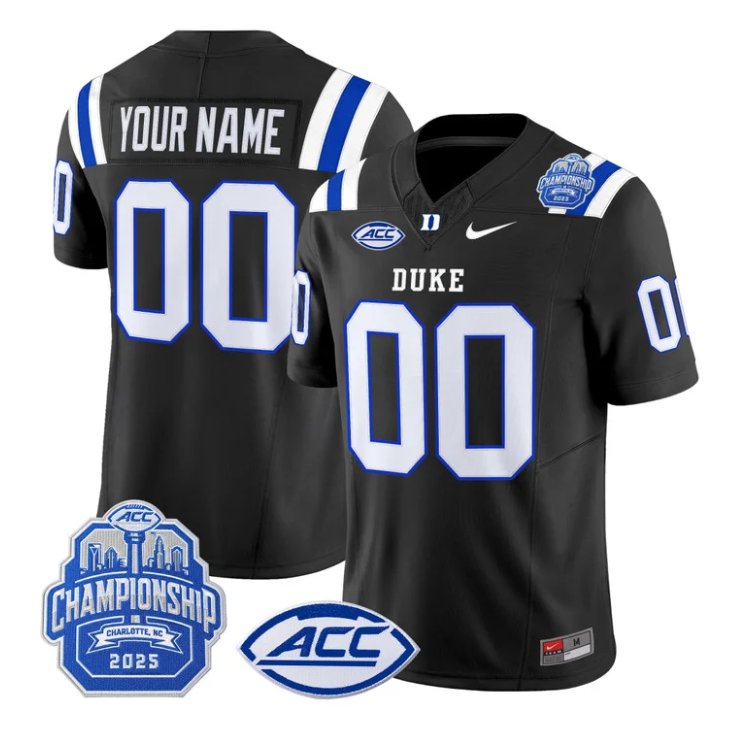 Custom Duke Blue Devils Jersey 2025 ACC Championship Limited Stitched Black