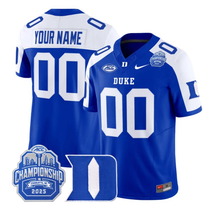 Custom Duke Blue Devils Jersey 2025 ACC Championship Limited Stitched Royal Alter