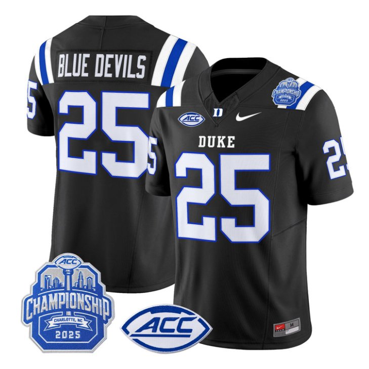 Blue Devils Jersey #25 Duke Devils 2025 ACC Championship Stitched Black