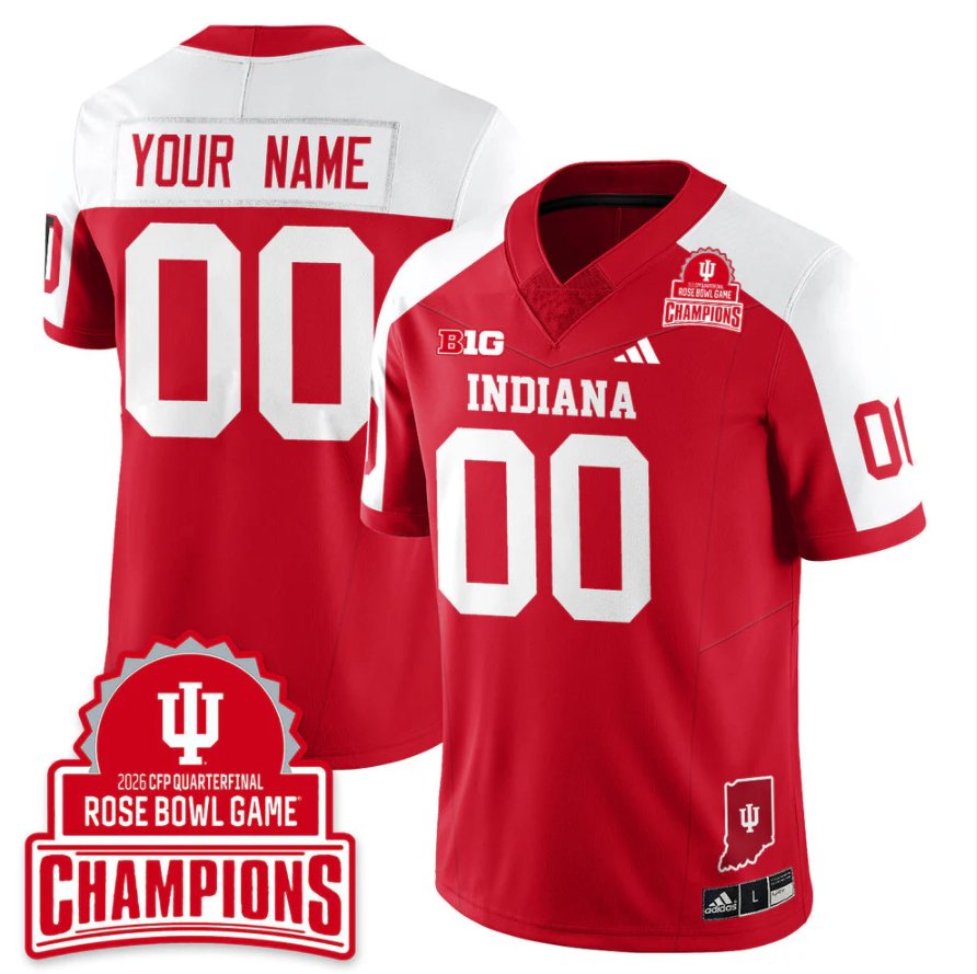 Custom Indiana  Jersey 2026 Rose Bowl Game Champions Patch Stitched Alter