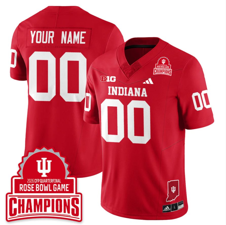 Custom Indiana  Jersey 2026 Rose Bowl Game Champions Patch Stitched Red
