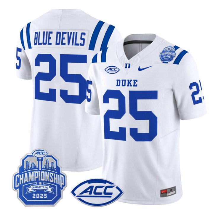 Blue Devils Jersey #25 Duke Devils 2025 ACC Championship Stitched White