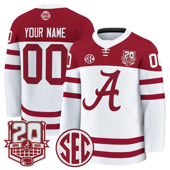 Custom  Crimson Jersey 2025-26 20th Anniversary Patch Stitched White