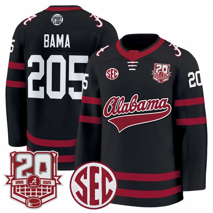 Bama Jersey #205  Crimson 2025-26 20th Anniversary Patch Stitched Black