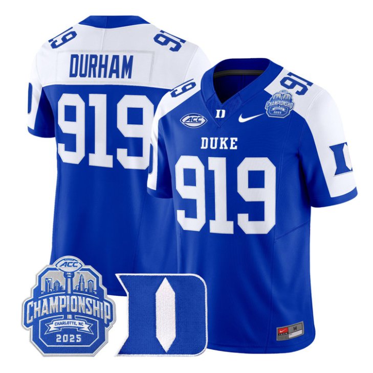 Durham Jersey #919 Duke Devils 2025 ACC Championship Stitched Royal Alter