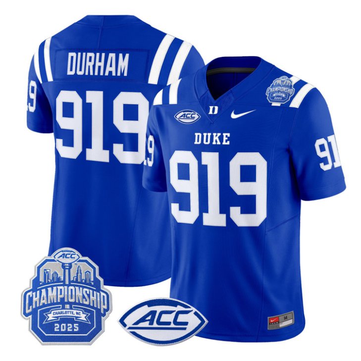 Durham Jersey #919 Duke Devils 2025 ACC Championship Stitched Royal