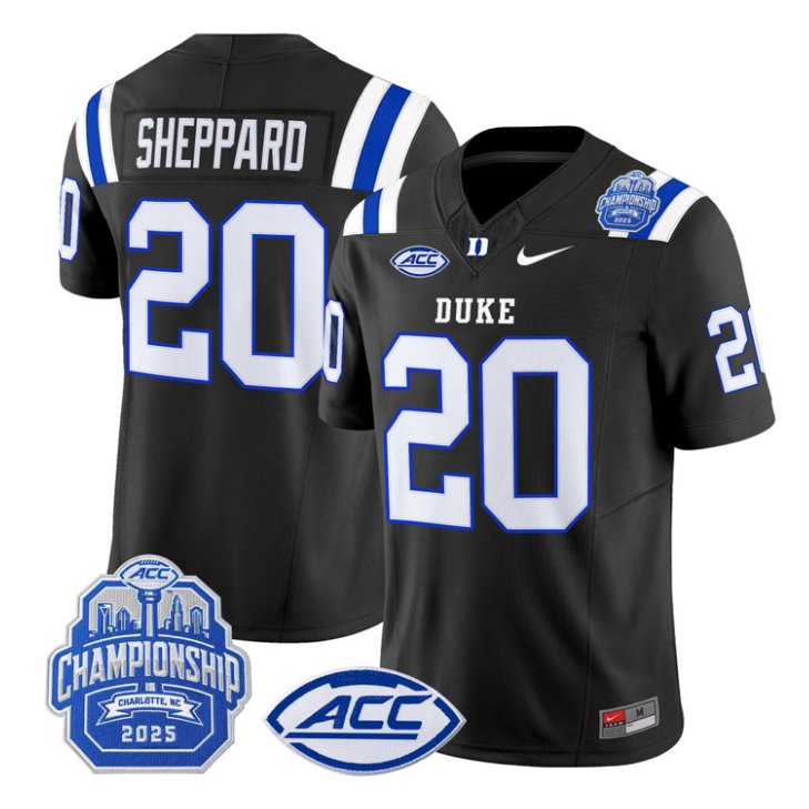 Nate Sheppard Jersey #20 Duke Devils 2025 ACC Championship Stitched Black
