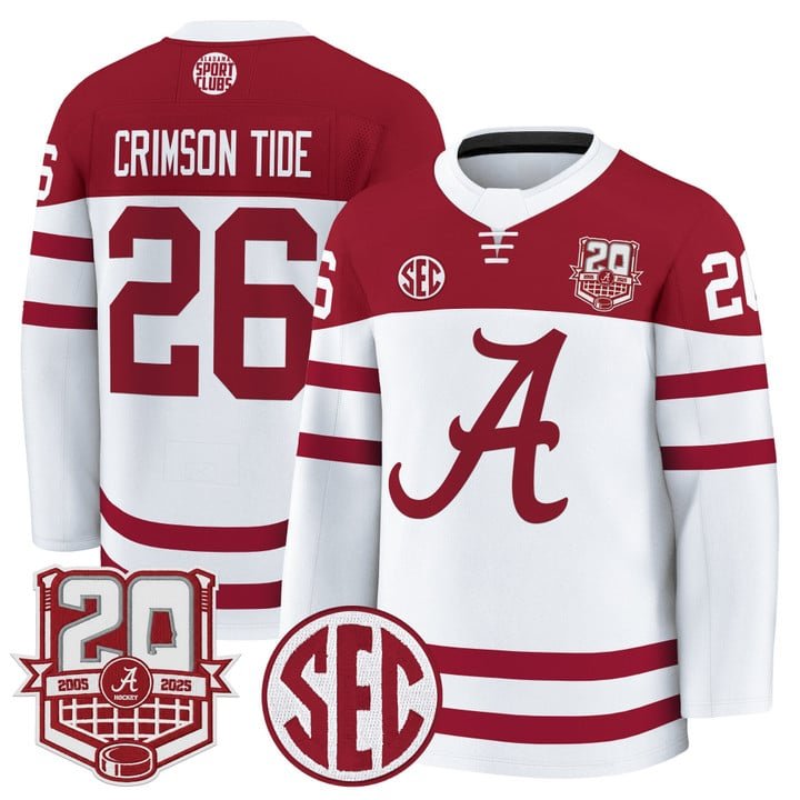 Crimson Tide Jersey #26  Crimson 2025-26 20th Patch Stitched White