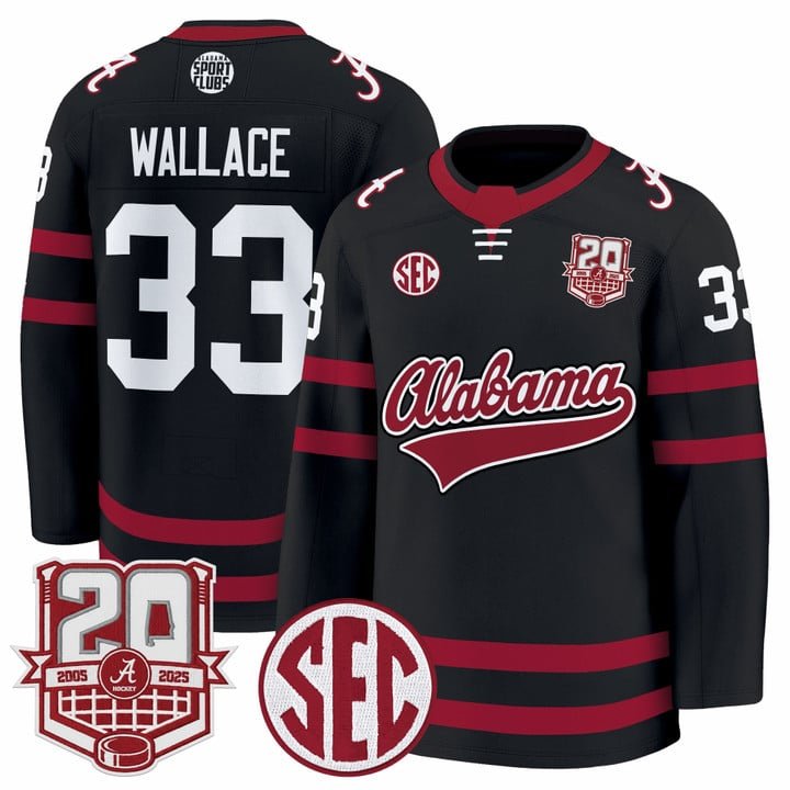 Parks Wallace Jersey #33  Crimson 2025-26 20th Patch Stitched Black