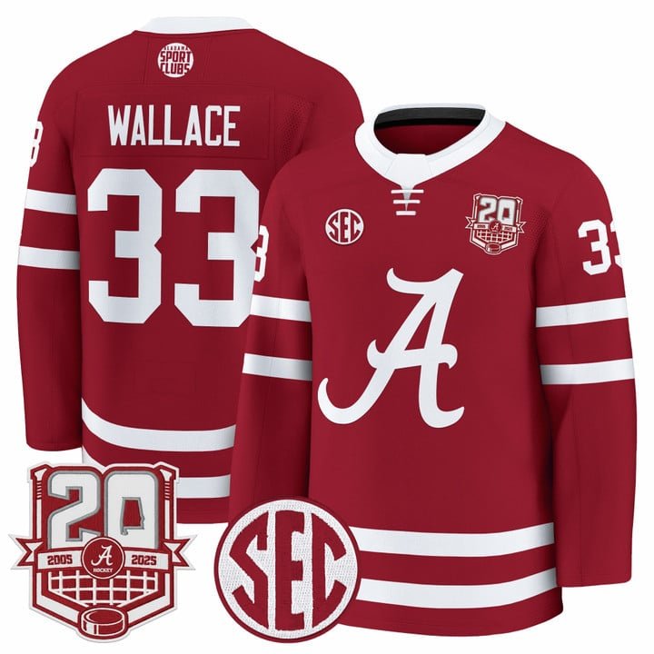 Parks Wallace Jersey #33  Crimson 2025-26 20th Patch Stitched Crimson