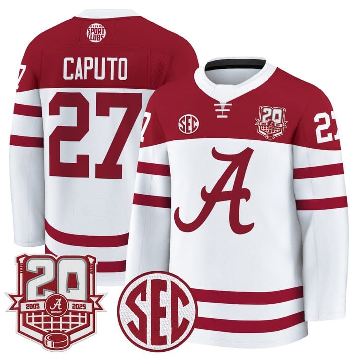 Will Caputo Jersey #27  Crimson 2025-26 20th Patch Stitched White
