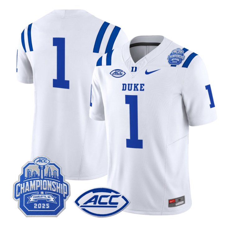 Team Jersey #1 Duke Devils 2025 ACC Championship Limited Stitched White