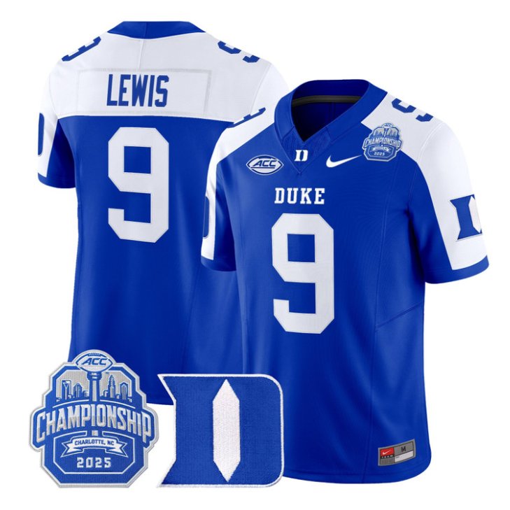 Thad Lewis Jersey #9 Duke Devils 2025 ACC Championship Stitched Royal Alter