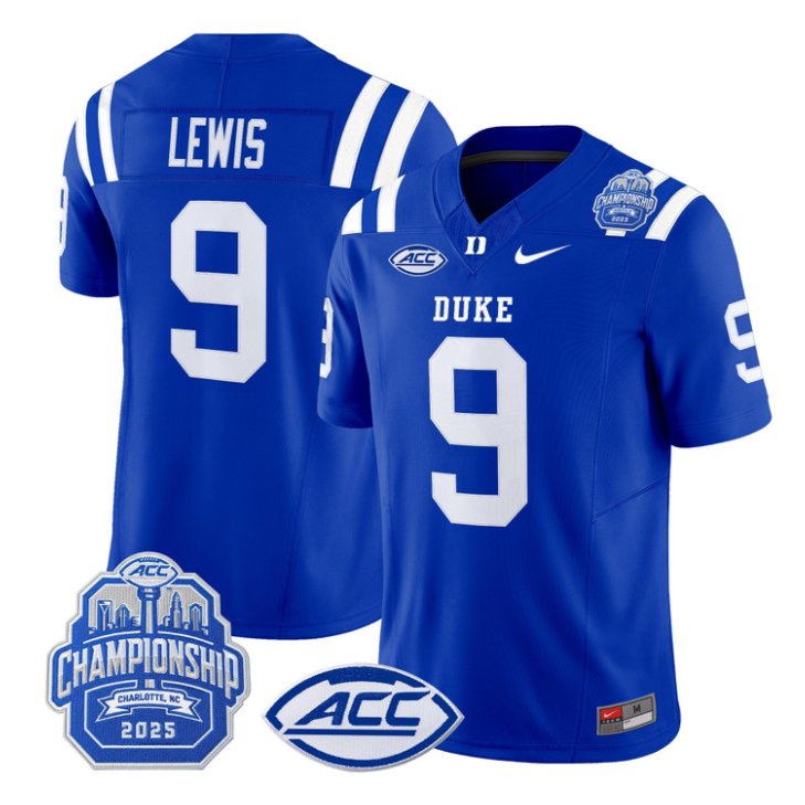 Thad Lewis Jersey #9 Duke Devils 2025 ACC Championship Stitched Royal