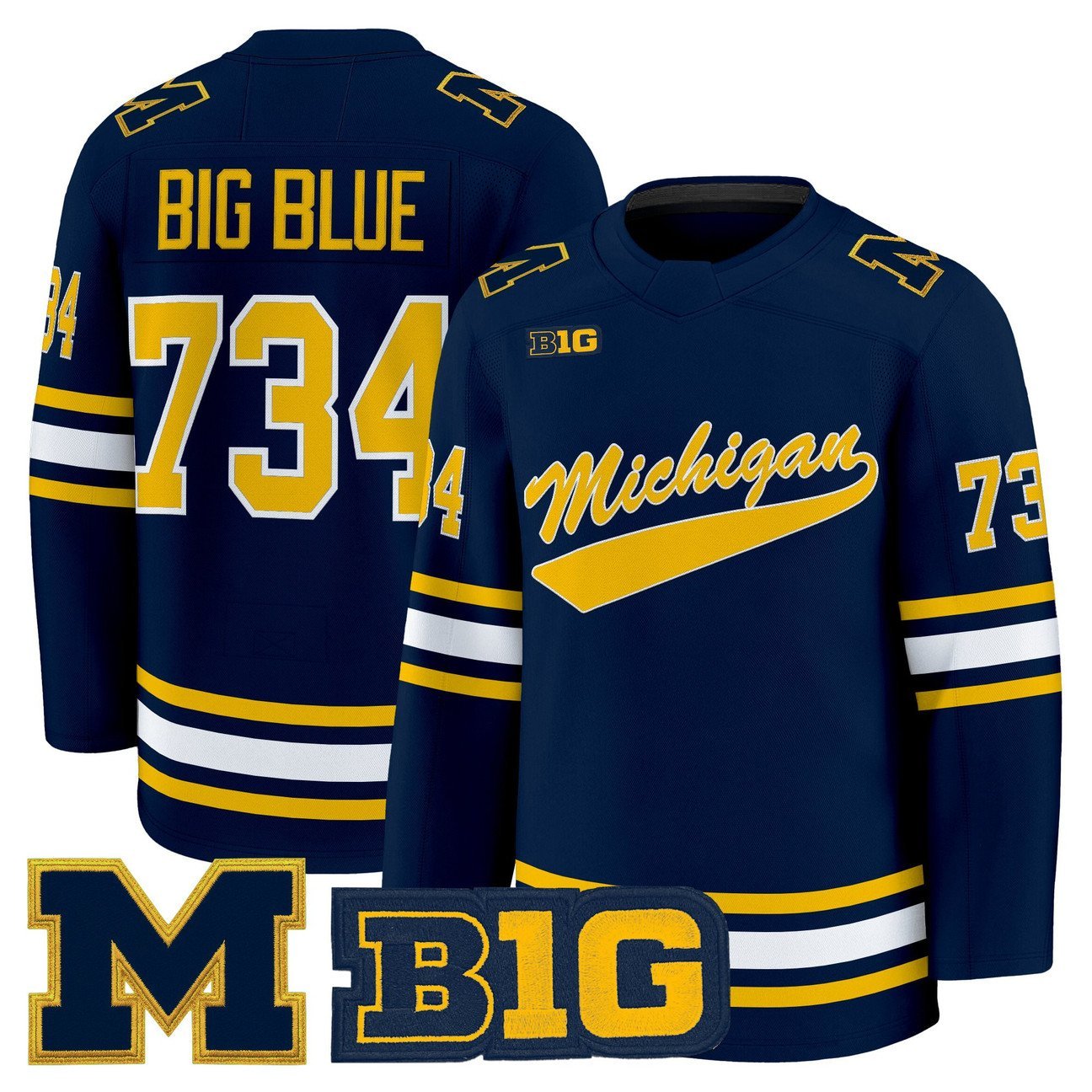 Big Blue Jersey #734 Michigan Wolverines 2025-26 Premium Stitched Navy