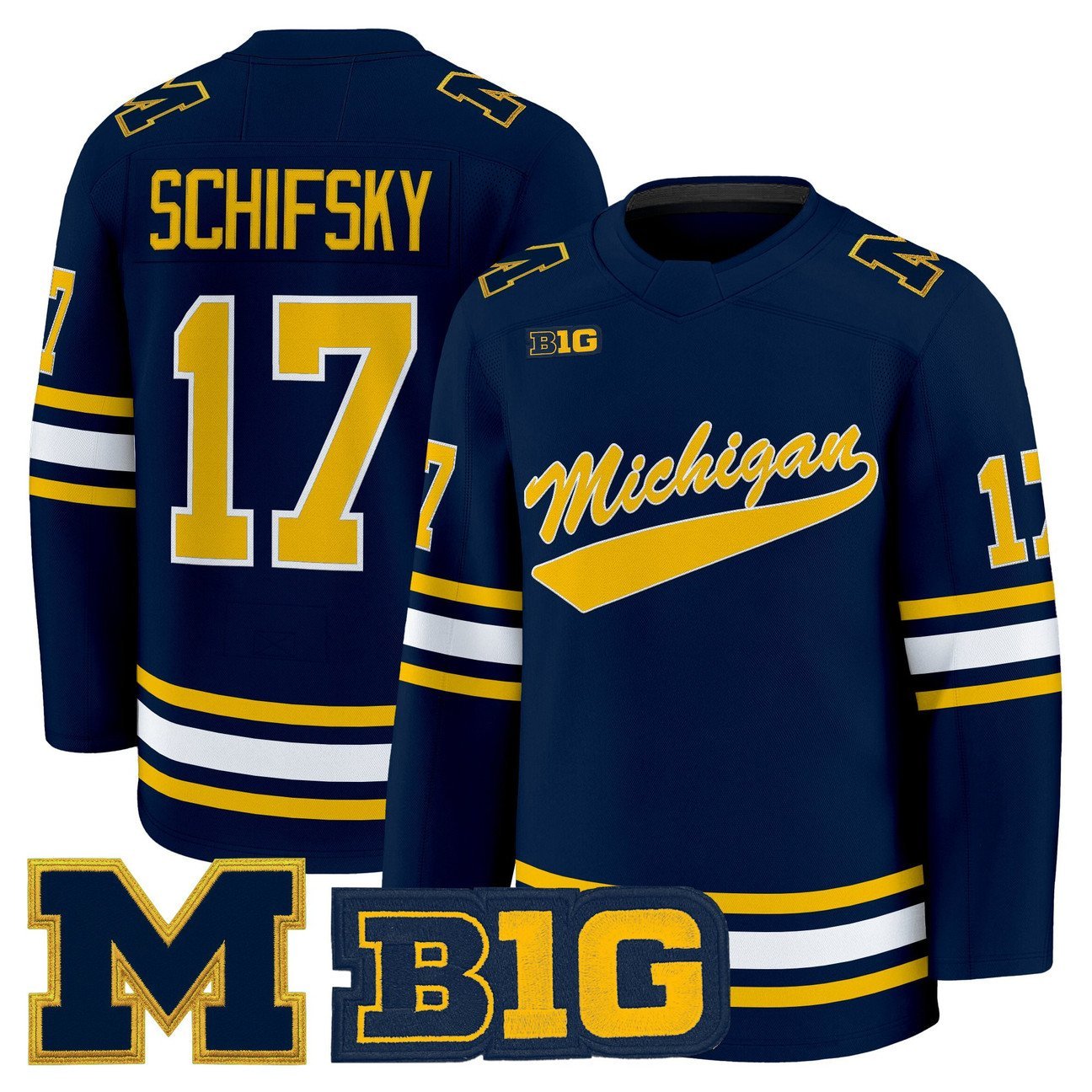 Garrett Schifsky Jersey #17 Michigan Wolverines 2025-26 Premium Stitched Navy