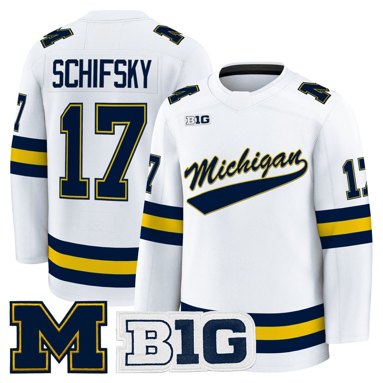 Garrett Schifsky Jersey #17 Michigan Wolverines 2025-26 Premium Stitched White