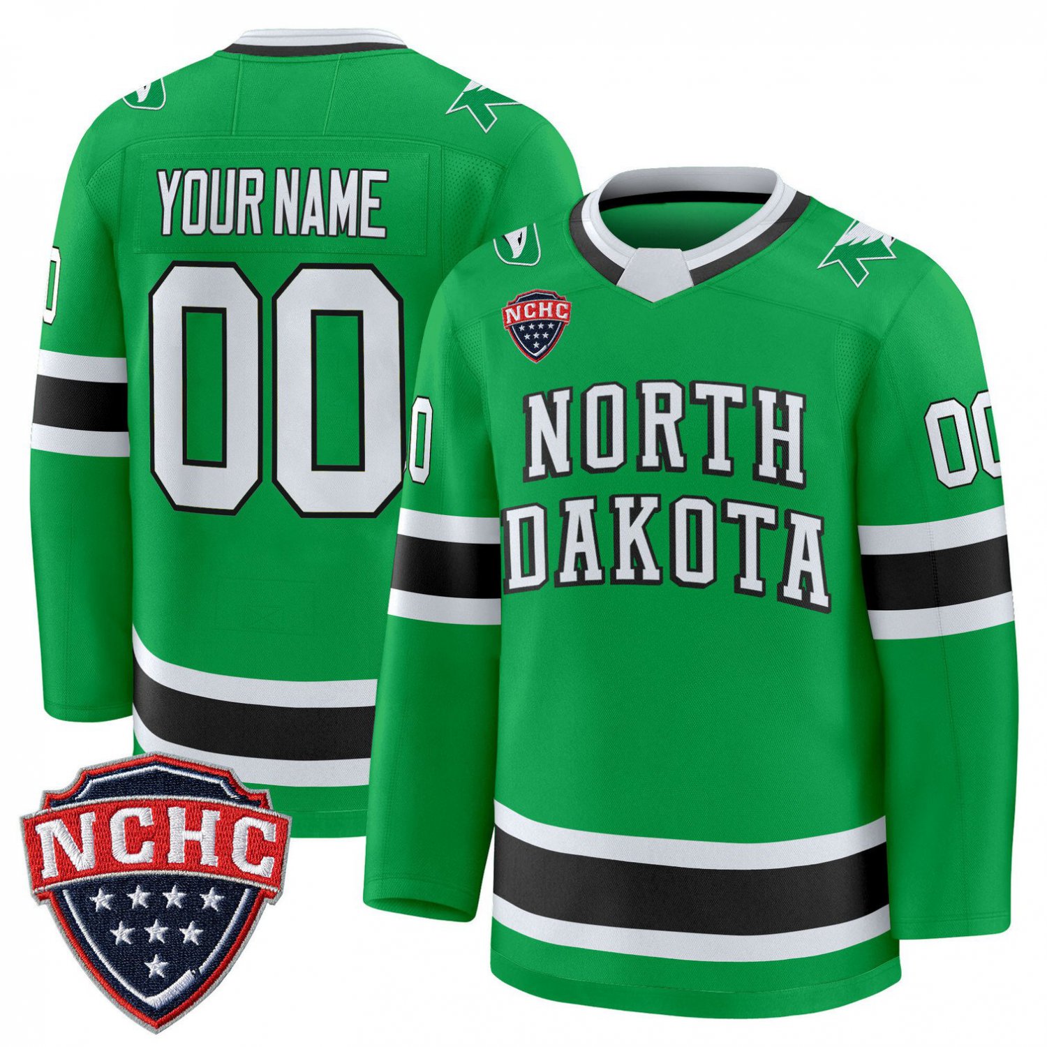 Custom North Dakota Fighting Hawks Jersey 2025-26 Premium Stitched Green