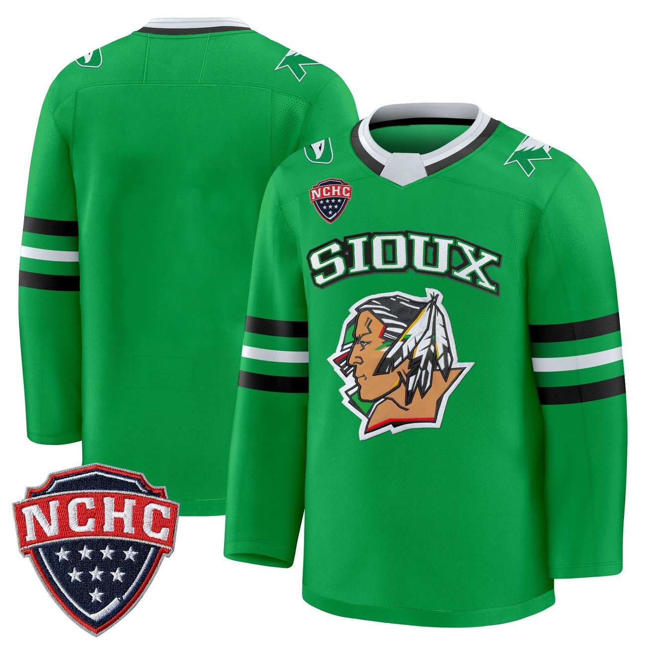 Team Jersey North Dakota Fighting Hawks 2025-26 Premium Stitched Green Limited