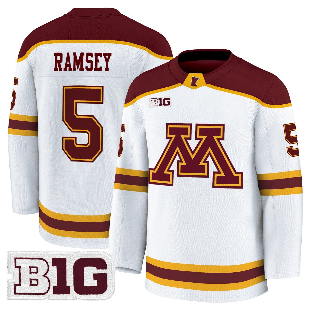 Mike Ramsey Jersey #5 Minnesota Golden Gophers 2025-26 Stitched White