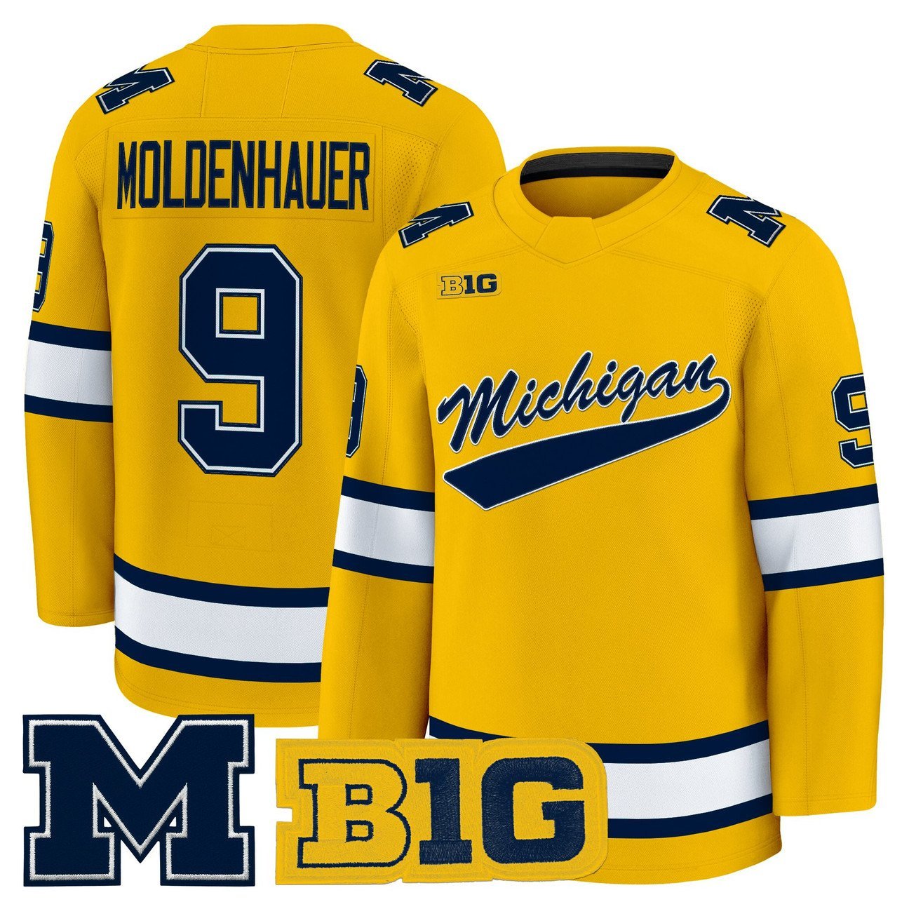 Nick Moldenhauer Jersey #9 Michigan Wolverines 2025-26 Premium Stitched Maize