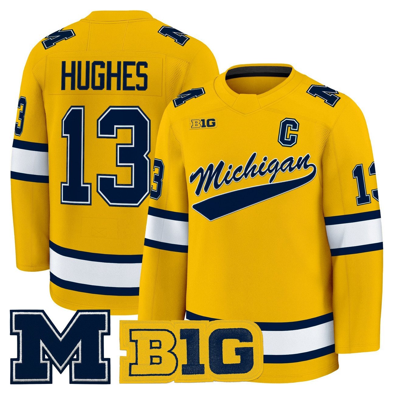 T.J. Hughes Jersey #13 Michigan Wolverines 2025-26 Premium Stitched Maize
