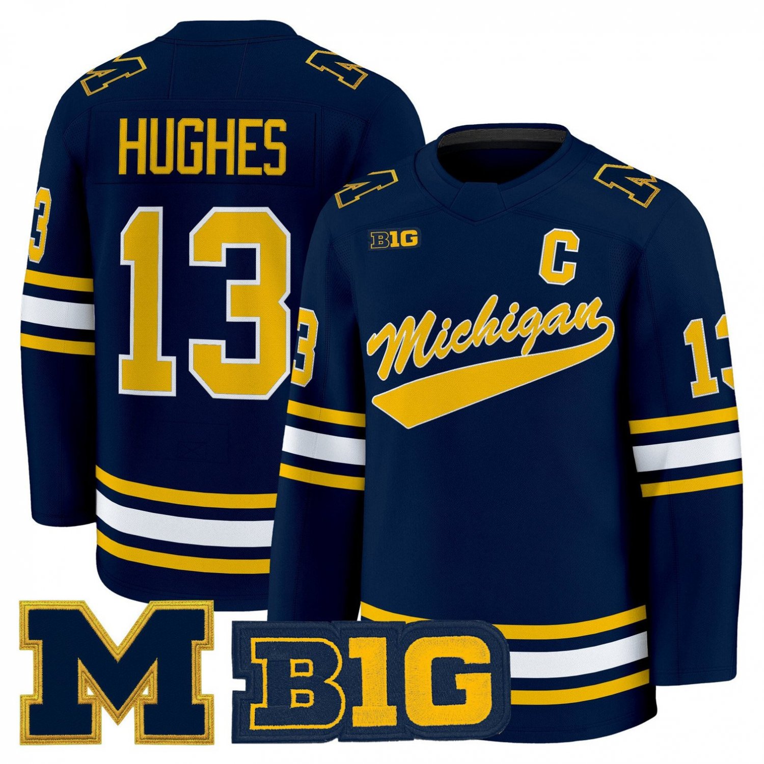 T.J. Hughes Jersey #13 Michigan Wolverines 2025-26 Premium Stitched Navy
