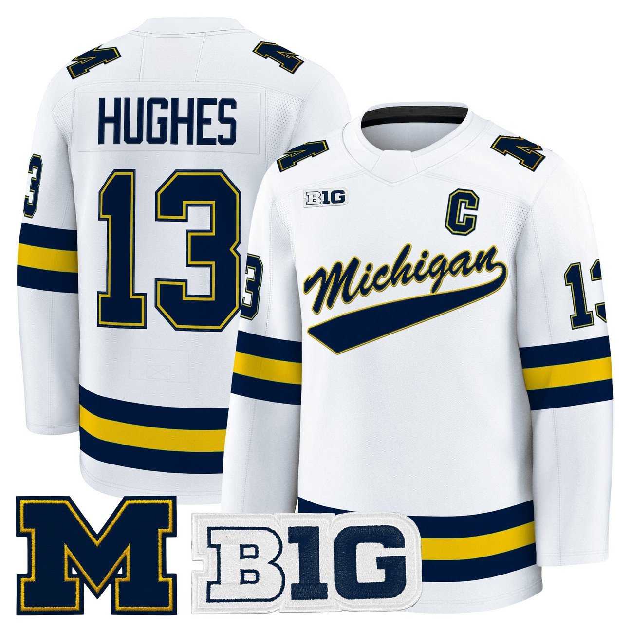 T.J. Hughes Jersey #13 Michigan Wolverines 2025-26 Premium Stitched White