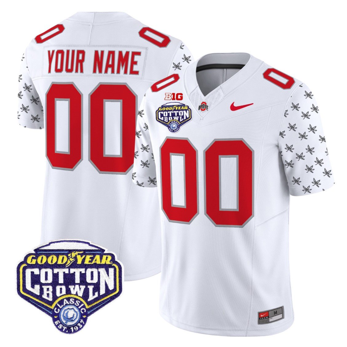 Custom Ohio State Jersey Name, Number 2025 Cotton Bowl Patch Stitched White Limited